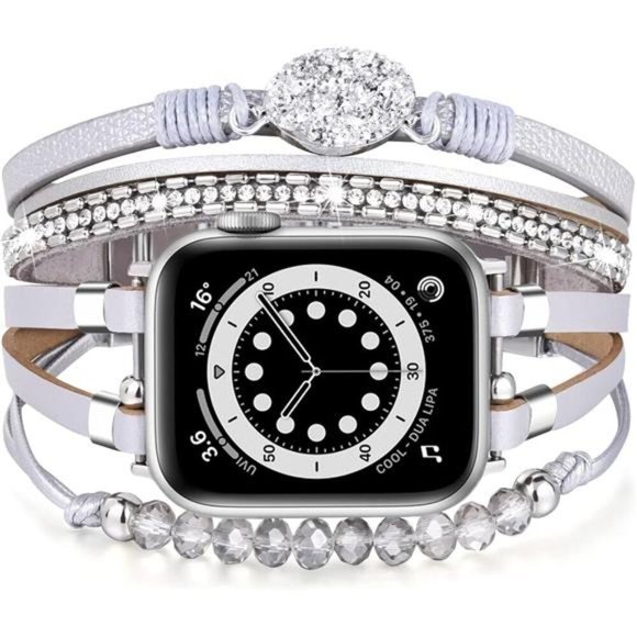 NEW Silver Beaded Boho Multilayer Apple Watch Band main image 6